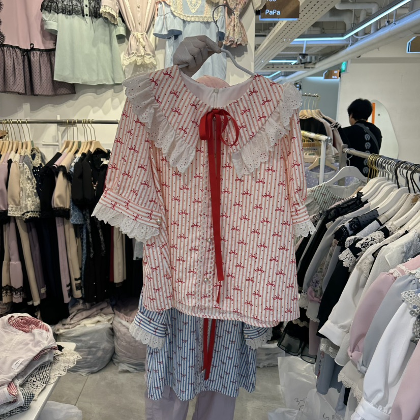 PAPA韓國直郵實拍女裝新品推薦人氣熱賣休閑26夏季襯衫蕾絲衫Papaine/HALMADE襯衫/蕾絲衫圖色1