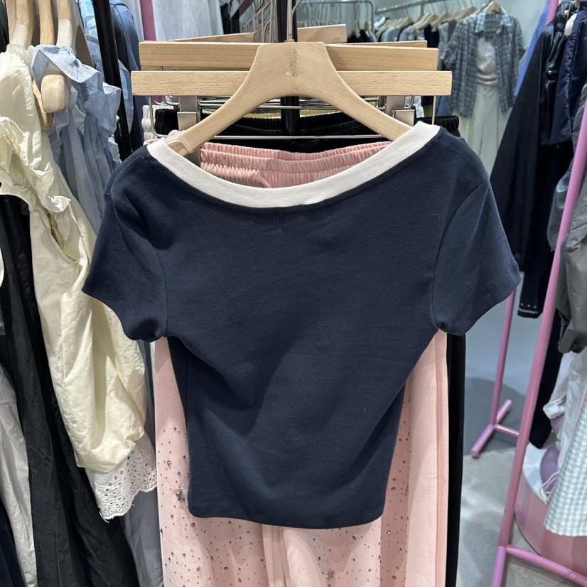 ANNA-P韓國東大門代購女裝新品26夏季推薦休閑人氣T恤V領ANNA-PT恤