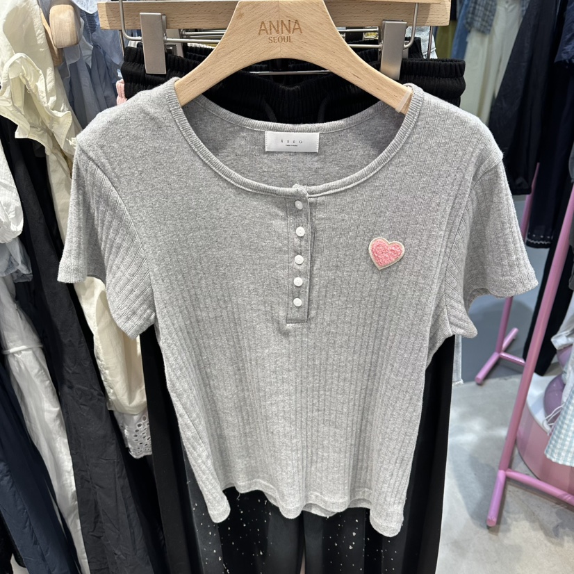 ANNA-P韓國直郵女裝新品推薦26夏季時尚休閑熱賣T恤紐扣ANNA-PT恤圖色1