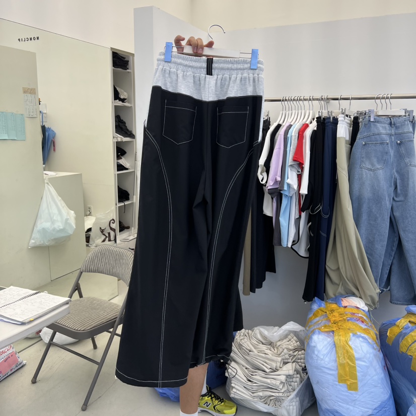NON CLIP東大門實拍韓國女士新品時尚26夏季熱賣休閑褲撞色NON CLIP休閑褲