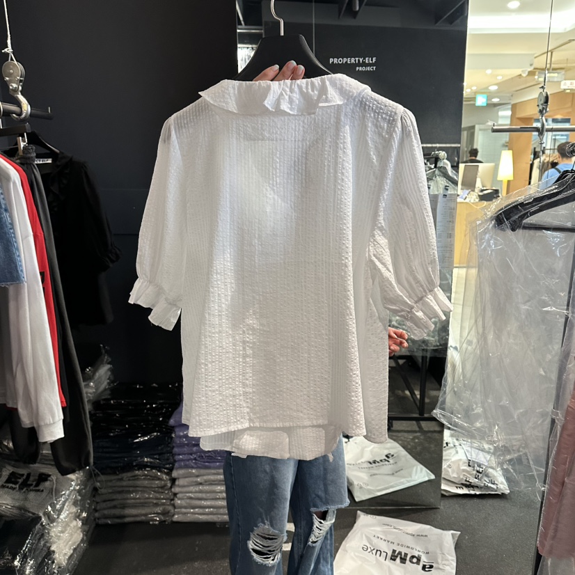 ELF-L韓國直郵女裝新品熱賣推薦人氣休閑襯衫蕾絲衫荷葉邊PROJECT ELF/ELF-L襯衫/蕾絲衫
