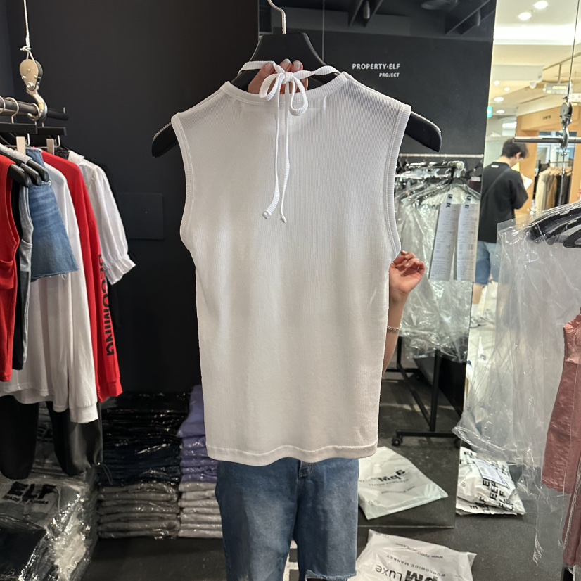 ELF-L韓國直郵女裝新品休閑吊帶背心假兩件雙層無袖羅紋PROJECT ELF/ELF-L吊帶/背心