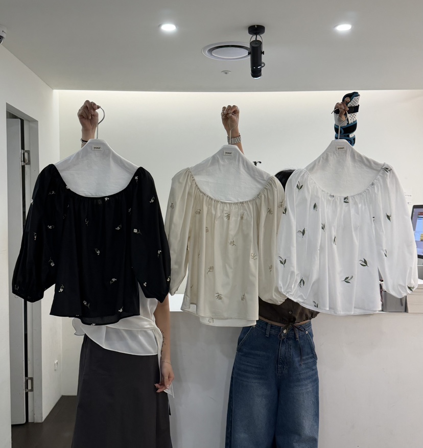 YOUR-P韓國東大門代購女裝新品26夏季襯衫蕾絲衫刺繡層疊YOUR-P襯衫/蕾絲衫
