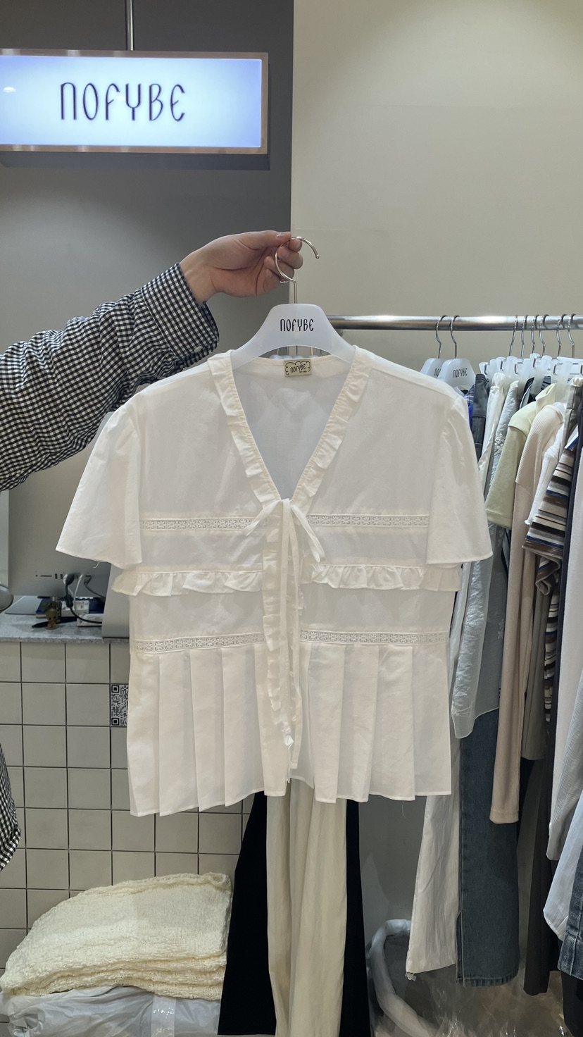 NOFYBE韓國東大門代購女裝新品休閑時尚熱賣襯衫蕾絲衫蕾絲NOFYBE襯衫/蕾絲衫圖色1