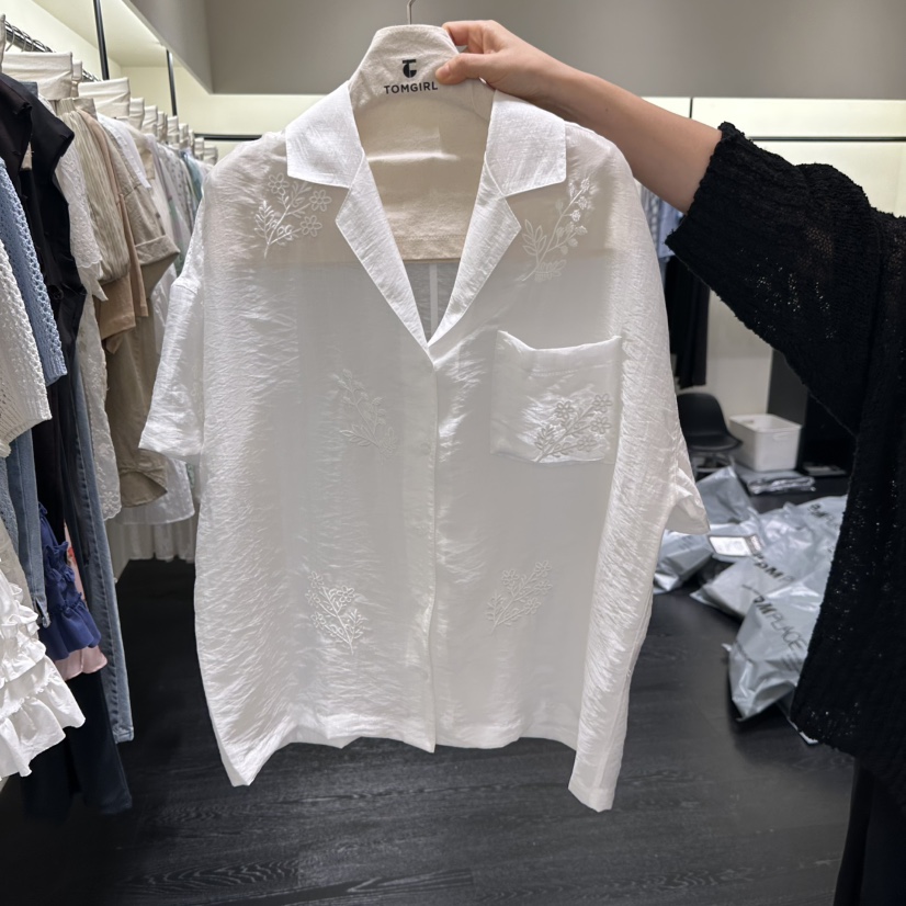TOMGIRL韓國直郵女裝新品人氣26夏季熱賣襯衫蕾絲衫歐根紗TOMGIRL襯衫/蕾絲衫圖色1