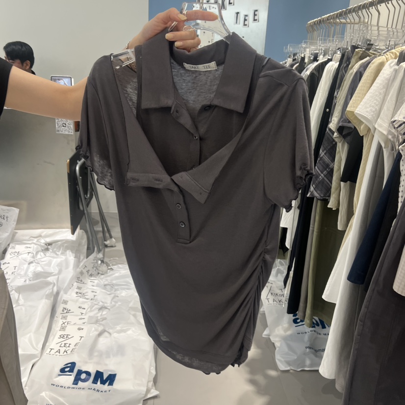 TAKE TEE韓國直郵女裝新款休閑熱賣人氣時尚T恤假兩件雙領TAKE TEET恤圖色2