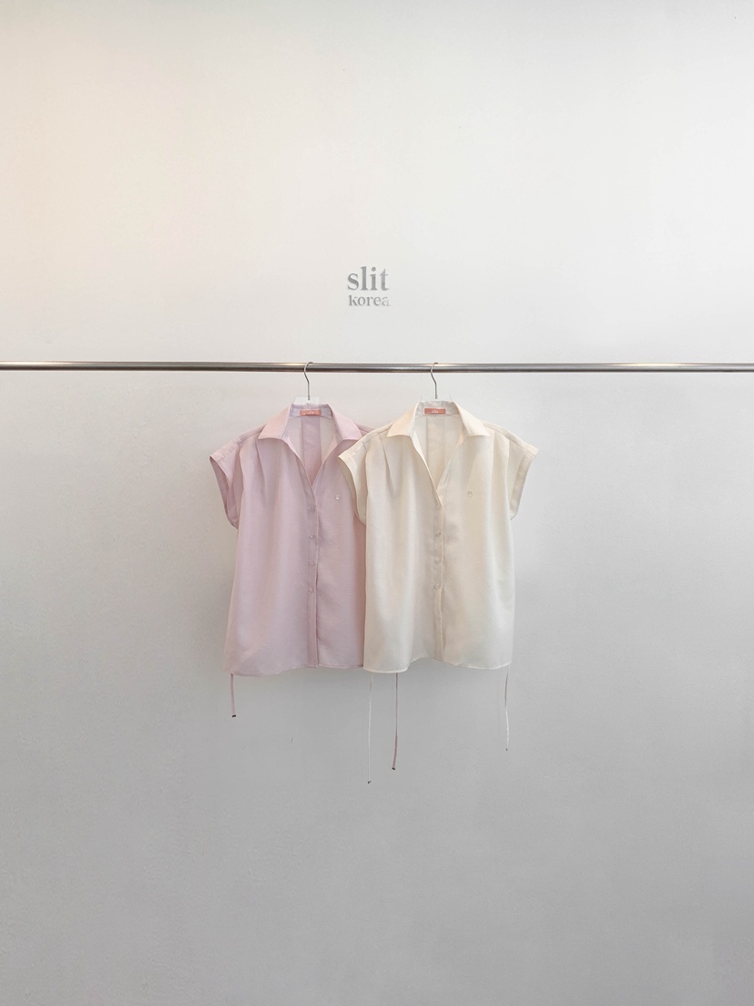 SLIT韓國東大門代購女裝新品時尚熱賣26夏季襯衫蕾絲衫含腰繩SLIT襯衫/蕾絲衫