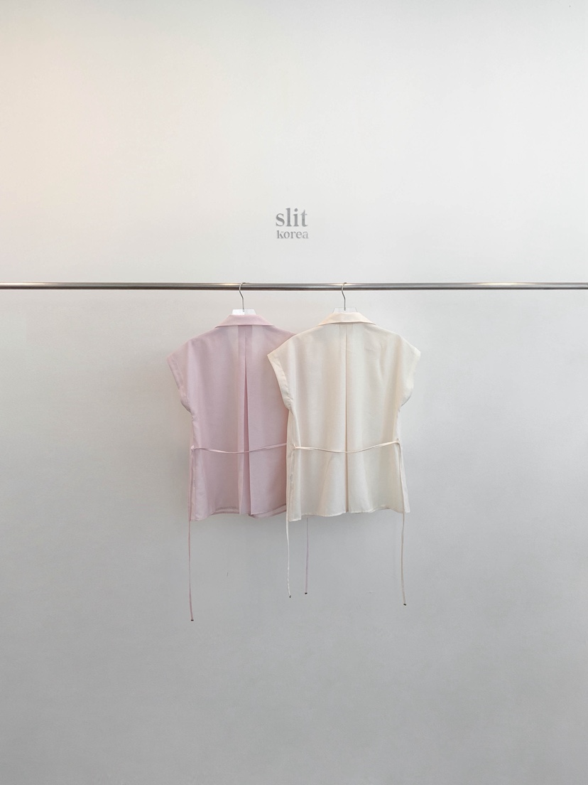 SLIT韓國東大門代購女裝新品時尚熱賣26夏季襯衫蕾絲衫含腰繩SLIT襯衫/蕾絲衫