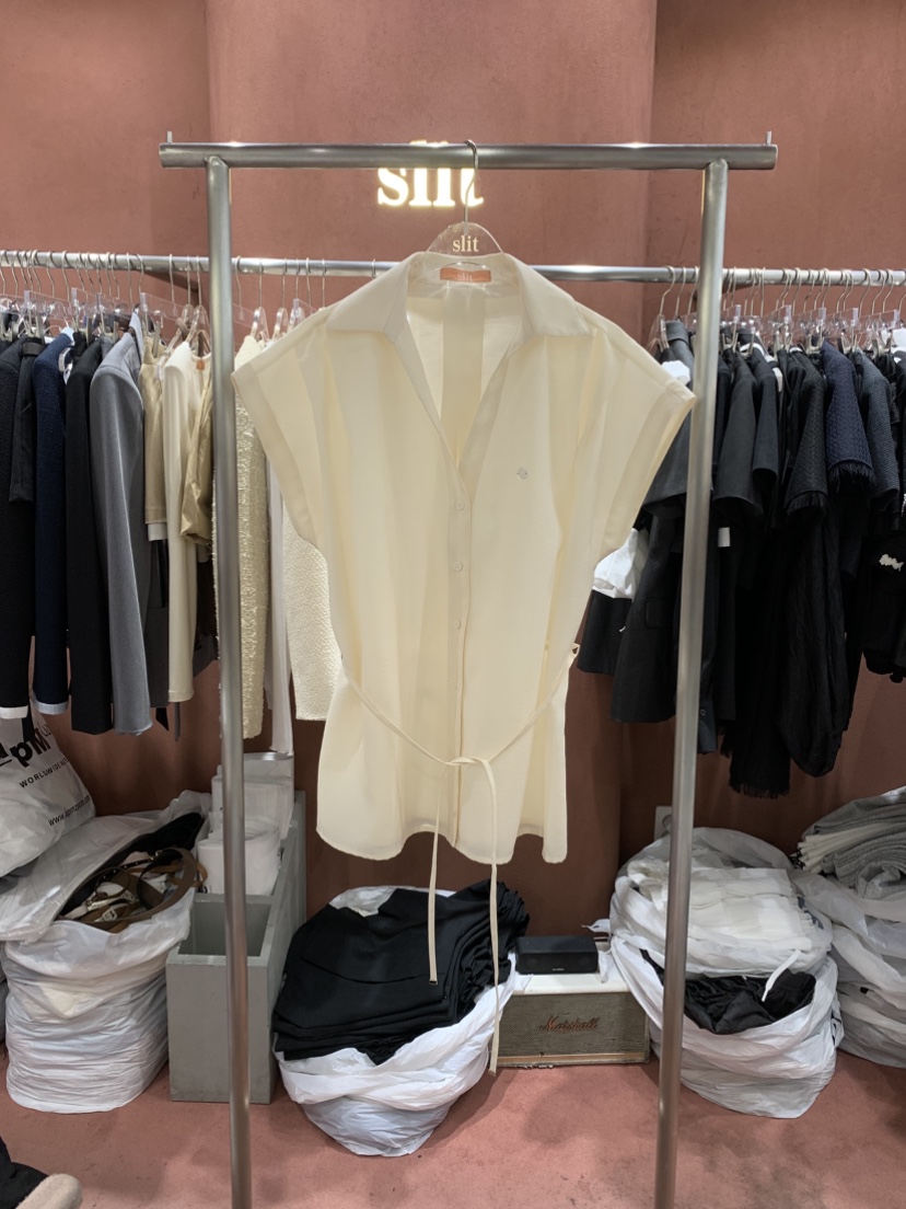 SLIT韓國東大門代購女裝新品時尚熱賣26夏季襯衫蕾絲衫含腰繩SLIT襯衫/蕾絲衫圖色2