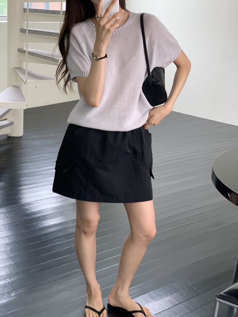 NOTICE韓國直郵實拍女裝新款人氣推薦針織衫短袖針織衫插肩NOTICE針織衫