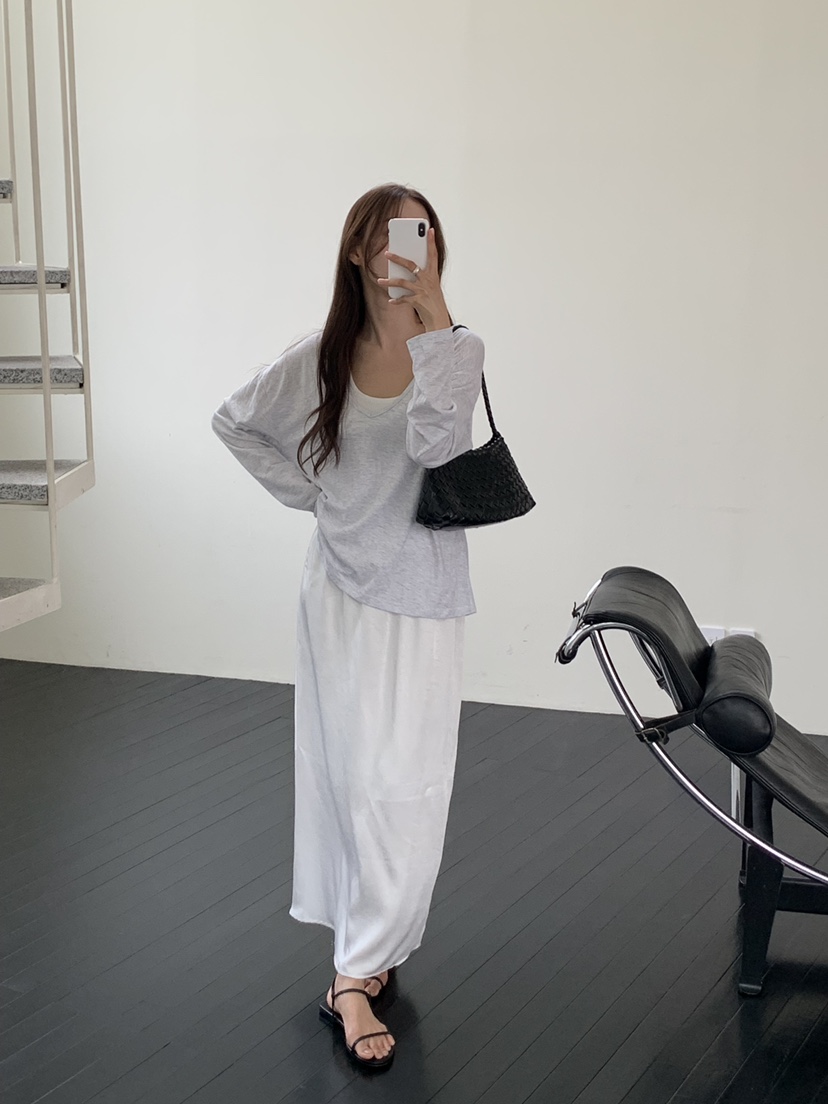 NOTICE韓國東大門代購女士新品人氣推薦休閑26夏季長裙絲質NOTICE長裙