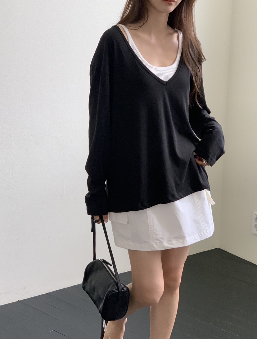 NOTICE韓國東大門代購女裝新品人氣推薦熱賣26夏季長袖T恤NOTICE長袖T恤
