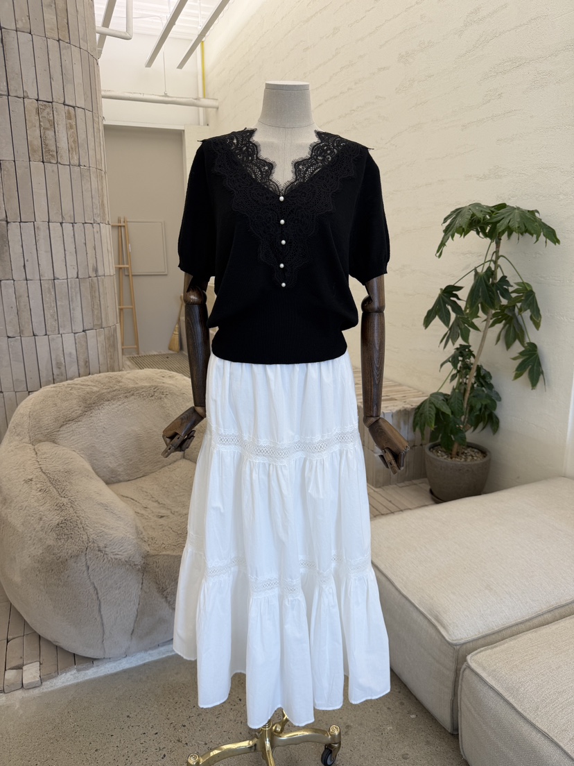 LAUNDRY韓國代購女士新品26夏季推薦人氣熱賣針織衫珍珠蕾絲LAUNDRY針織衫