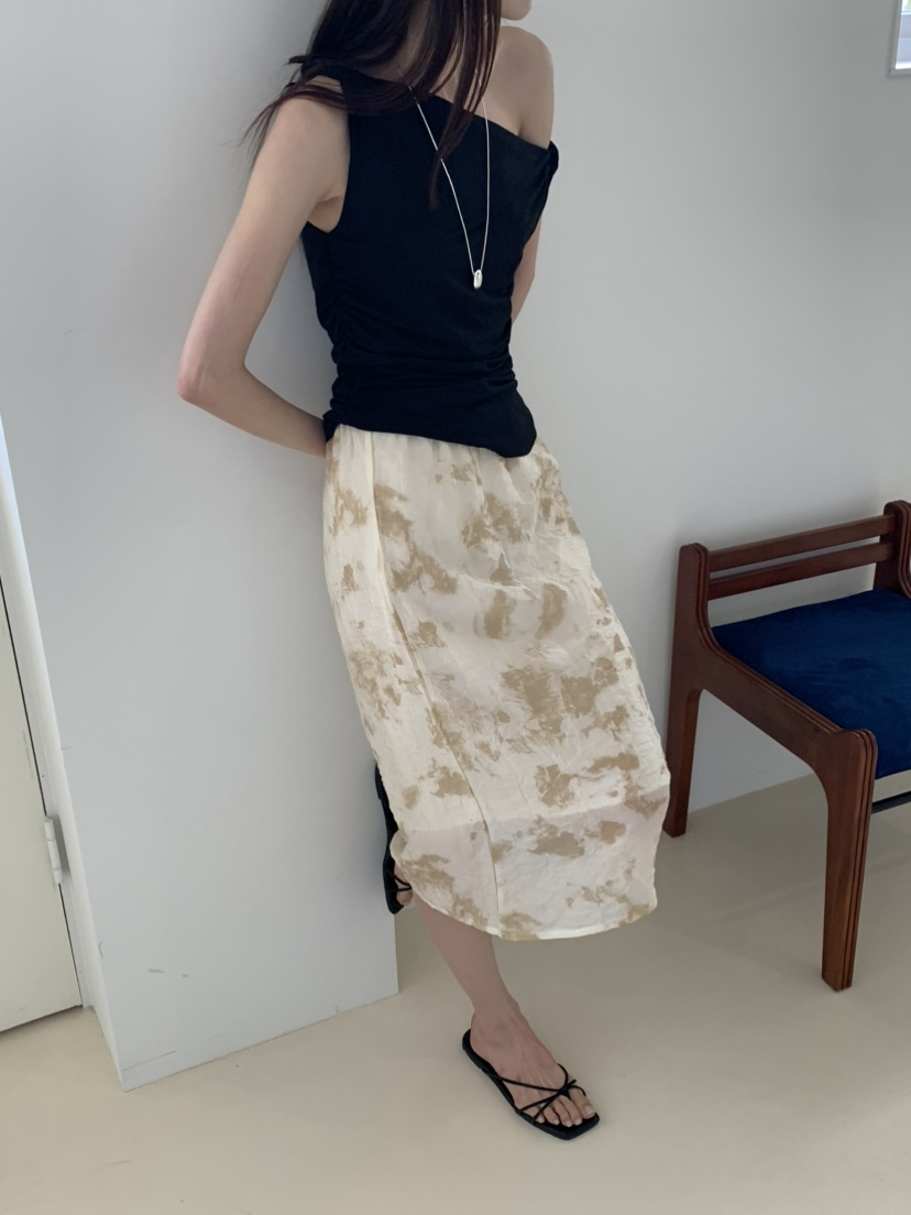 OURS韓國直郵實拍女裝新款休閑熱賣人氣半身裙中短裙印花OURS半身裙/中短裙