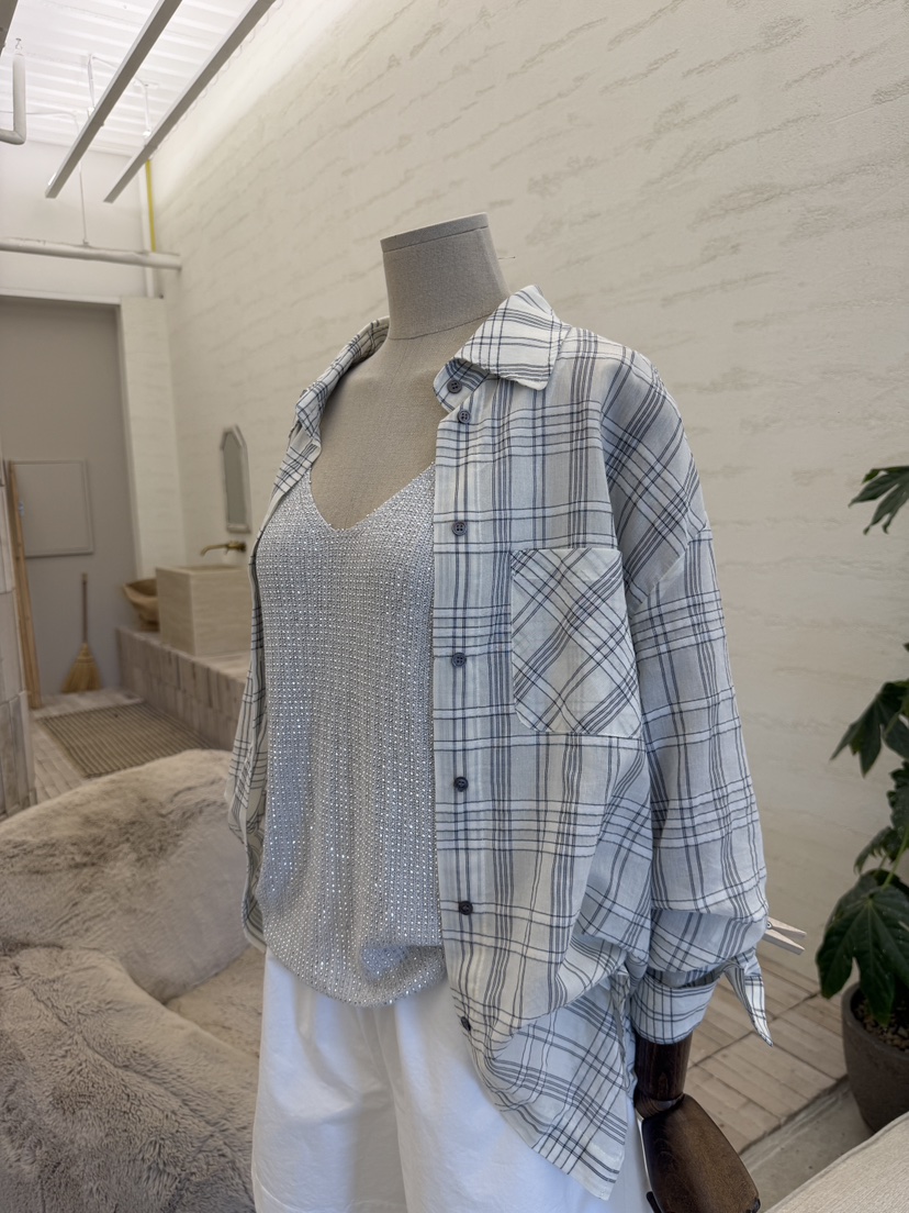 LAUNDRY韓國直郵實拍女裝新品休閑襯衫蕾絲衫不含內搭格子LAUNDRY襯衫/蕾絲衫