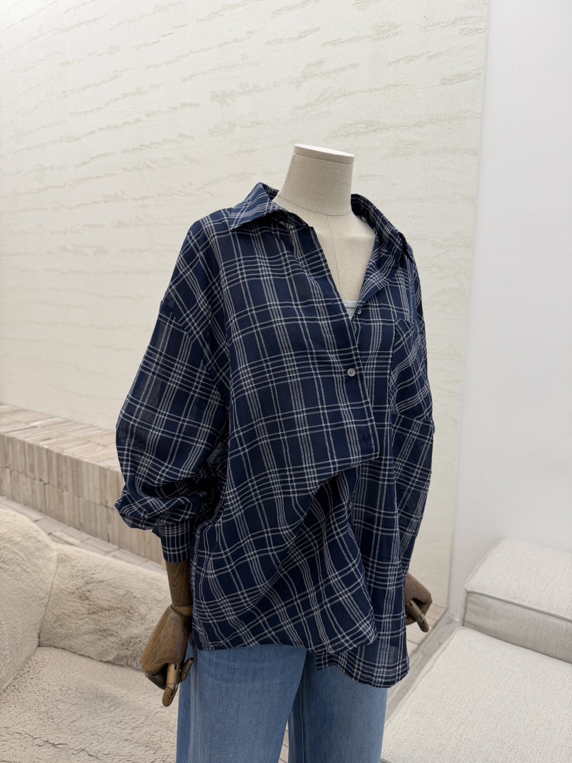 LAUNDRY韓國直郵實拍女裝新品休閑襯衫蕾絲衫不含內搭格子LAUNDRY襯衫/蕾絲衫