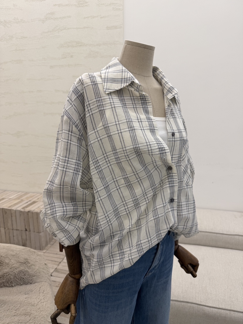 LAUNDRY韓國直郵實拍女裝新品休閑襯衫蕾絲衫不含內搭格子LAUNDRY襯衫/蕾絲衫