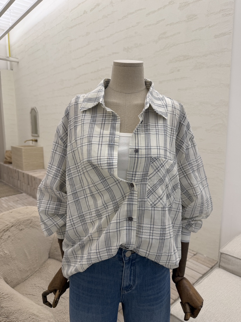 LAUNDRY韓國直郵實拍女裝新品休閑襯衫蕾絲衫不含內搭格子LAUNDRY襯衫/蕾絲衫圖色1