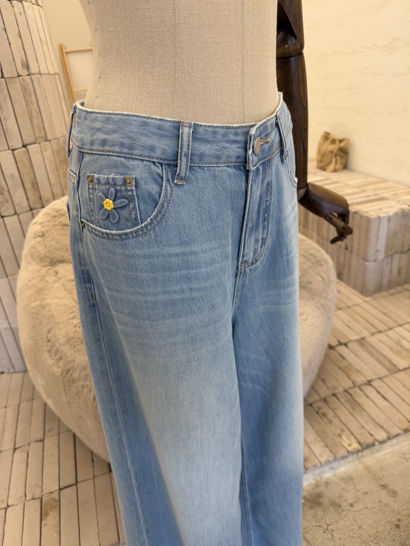 LAUNDRY韓國直郵實拍女裝新款推薦26夏季時尚熱賣牛仔褲花朵LAUNDRY牛仔褲