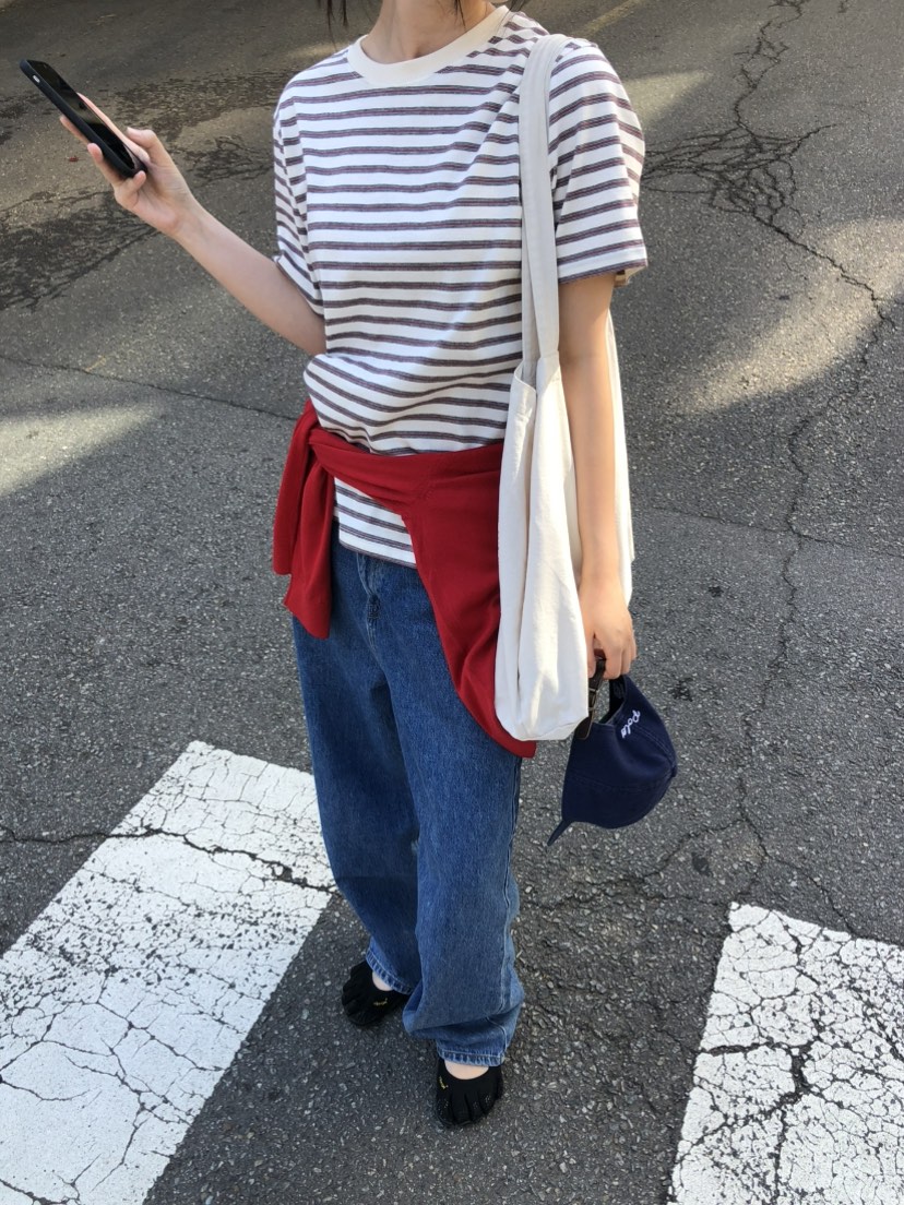 OURS韓國代購女裝新品熱賣休閑26夏季推薦人氣時尚T恤條紋OURST恤