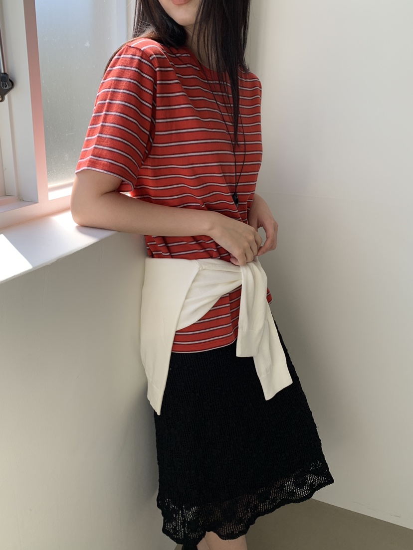 OURS韓國代購女裝新品熱賣休閑26夏季推薦人氣時尚T恤條紋OURST恤