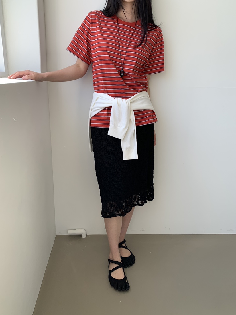OURS韓國代購女裝新品熱賣休閑26夏季推薦人氣時尚T恤條紋OURST恤