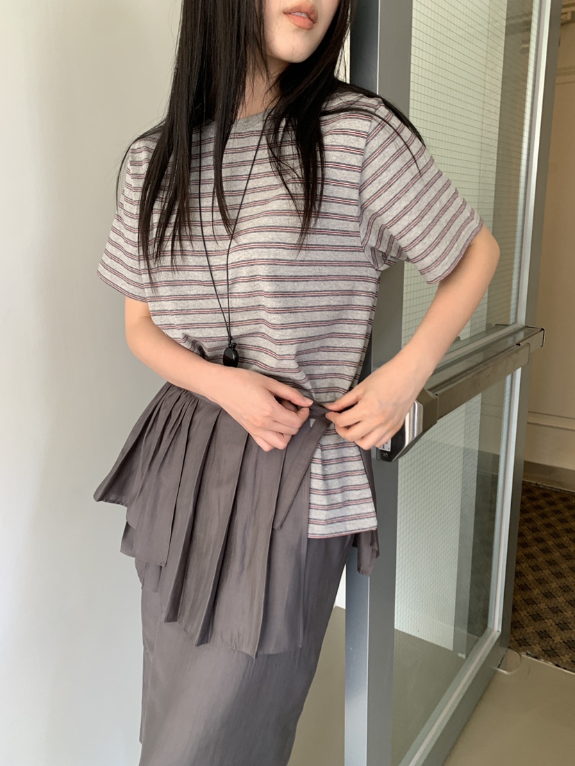OURS韓國代購女裝新品熱賣休閑26夏季推薦人氣時尚T恤條紋OURST恤