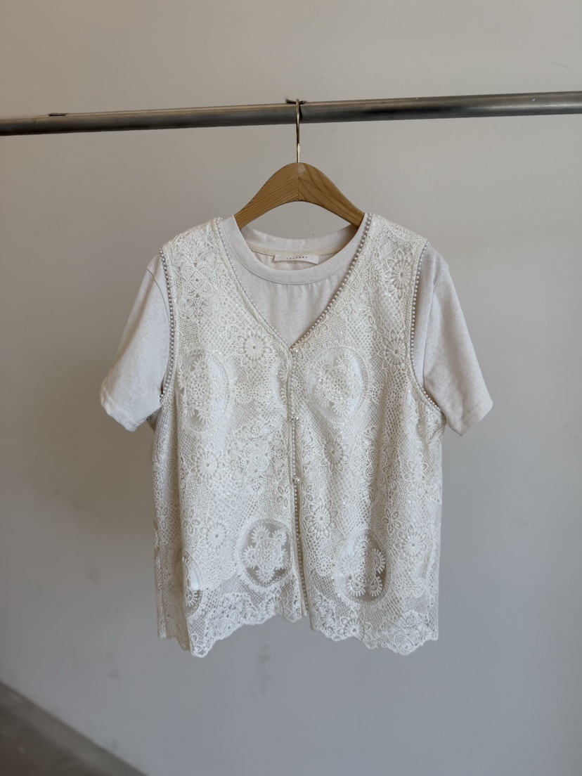 LAUNDRY韓國直郵女裝新款時尚26夏季推薦套裝珍珠套裝蕾絲LAUNDRY套裝圖色1