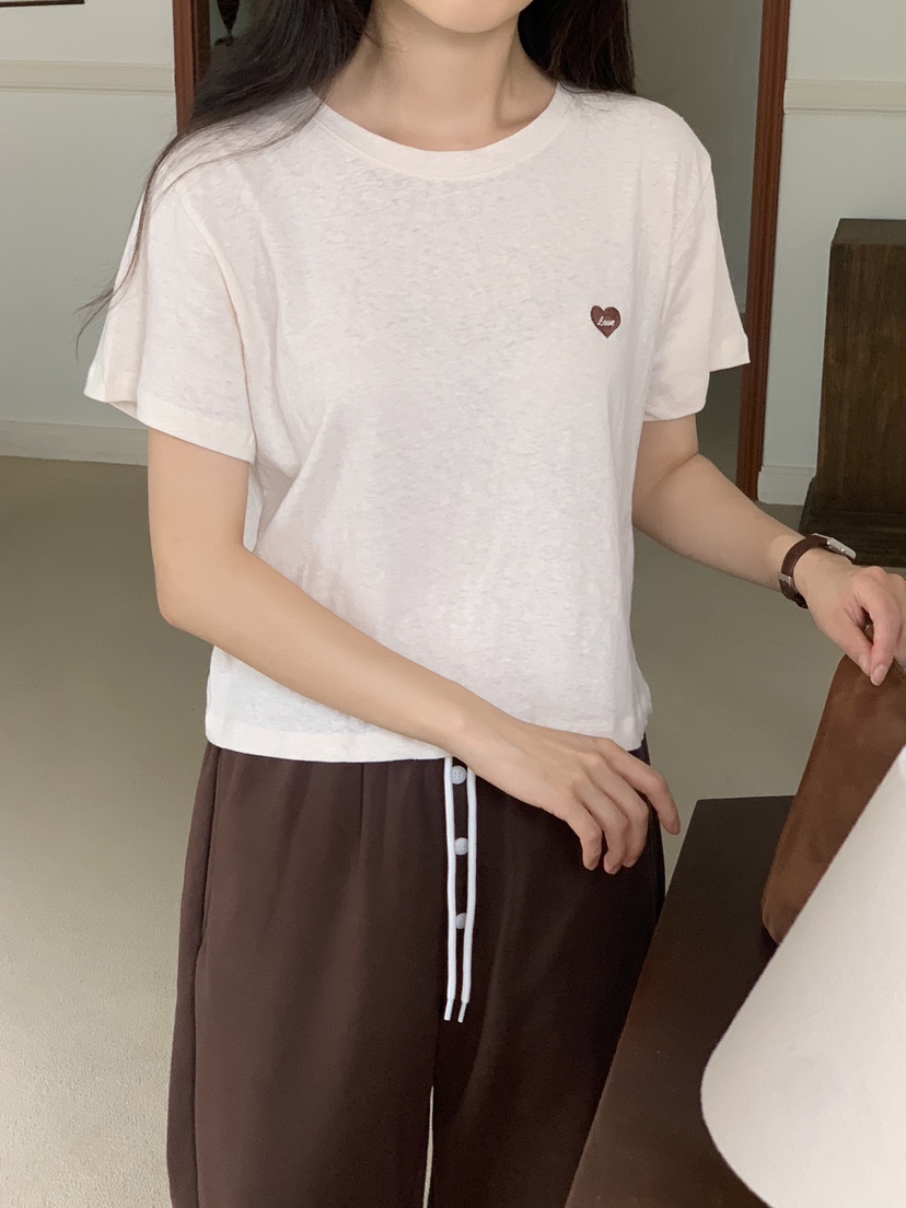FORMSTUDIO/ATELIENNE韓國直郵實拍女裝新品推薦T恤刺繡亞麻FORMSTUDIO/ATELIENNET恤