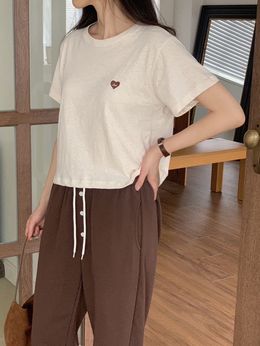 FORMSTUDIO/ATELIENNE韓國直郵實拍女裝新品推薦T恤刺繡亞麻FORMSTUDIO/ATELIENNET恤