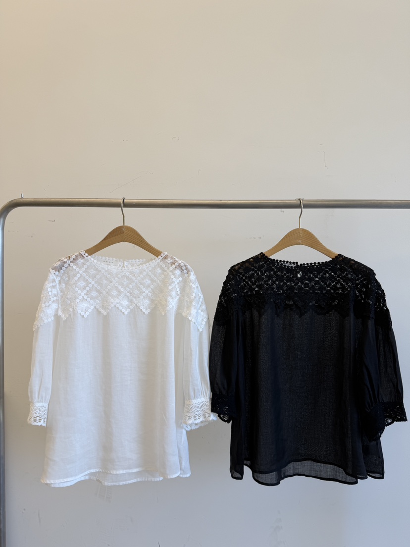 LAUNDRY韓國直郵女裝新品熱賣26夏季時尚襯衫蕾絲衫刺繡蕾絲LAUNDRY襯衫/蕾絲衫