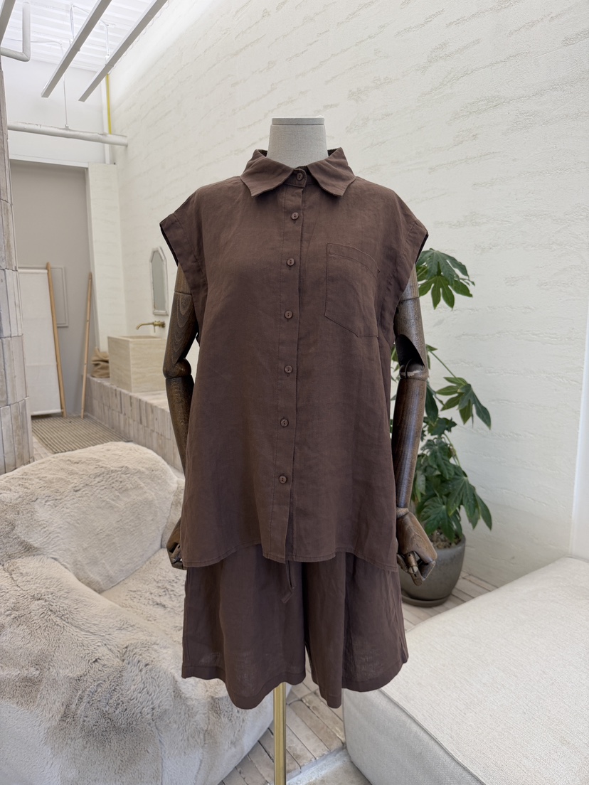 LAUNDRY韓國直郵實拍女士新品推薦休閑人氣26夏季套裝亞麻無袖LAUNDRY套裝
