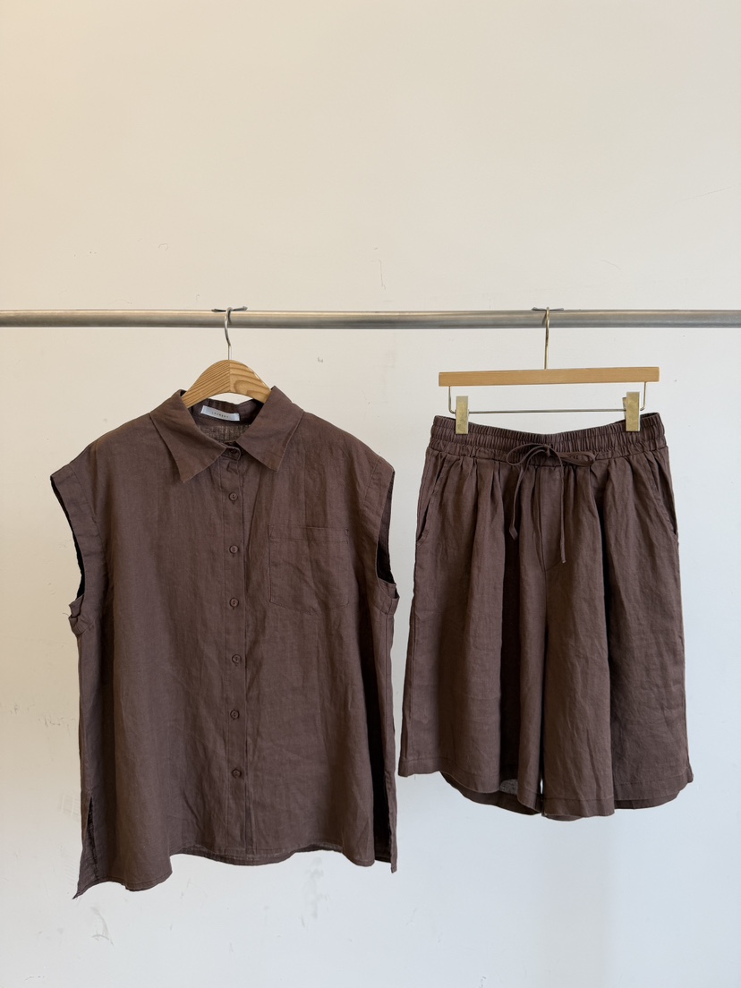 LAUNDRY韓國直郵實拍女士新品推薦休閑人氣26夏季套裝亞麻無袖LAUNDRY套裝圖色1