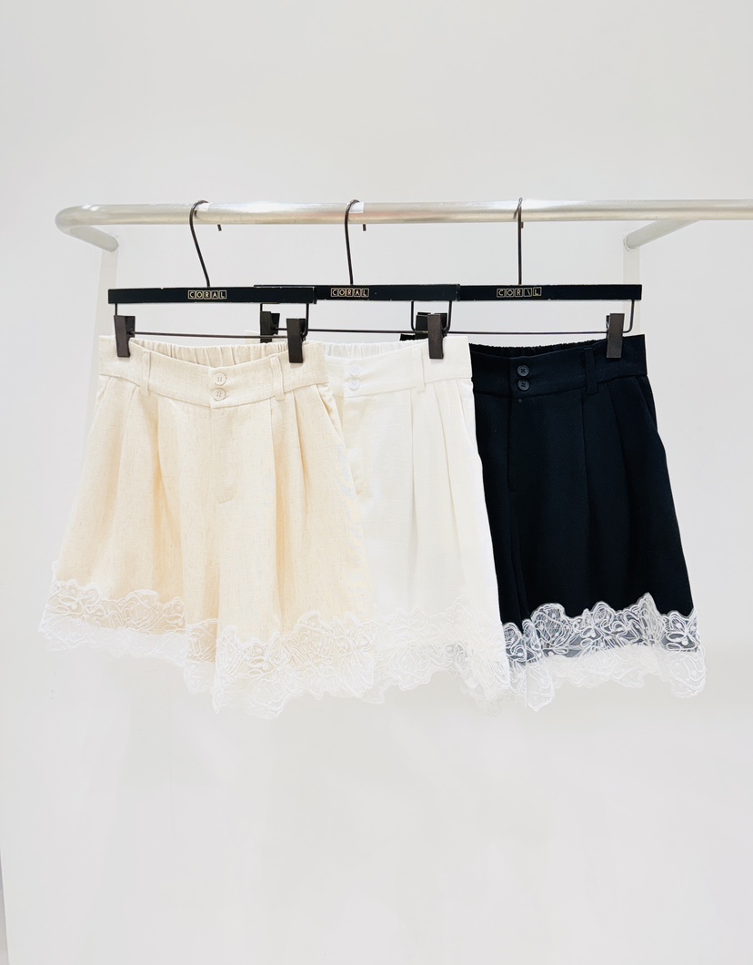 CORAL韓國代購女士新品26夏季時尚人氣休閑熱賣短褲撞色蕾絲CORAL短褲