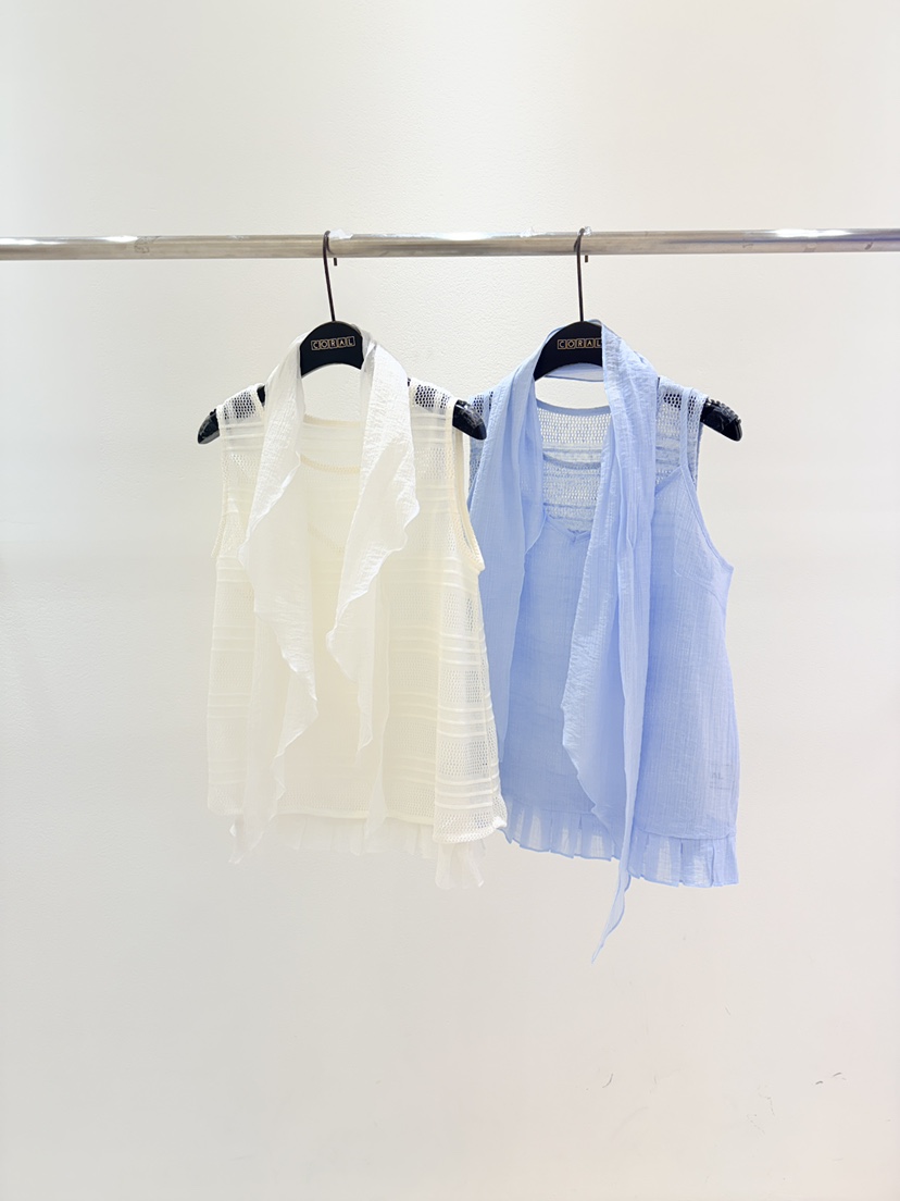 CORAL韓國東大門直郵女士新品人氣26夏季吊帶背心荷葉邊套裝CORAL吊帶/背心