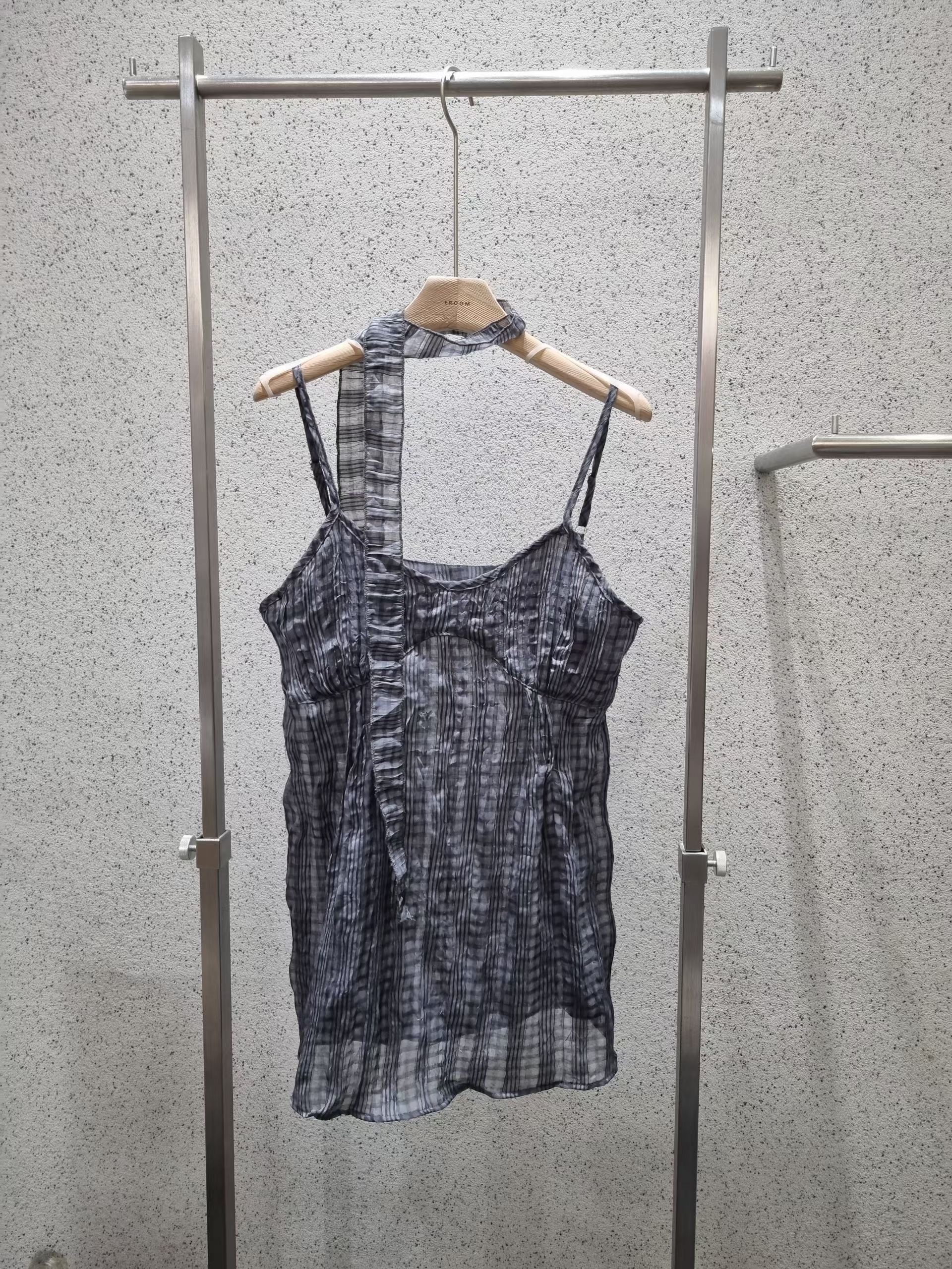 EROOM韓國東大門直郵女裝新款26夏季連衣裙含脖帶格子圍巾EROOM連衣裙圖色2