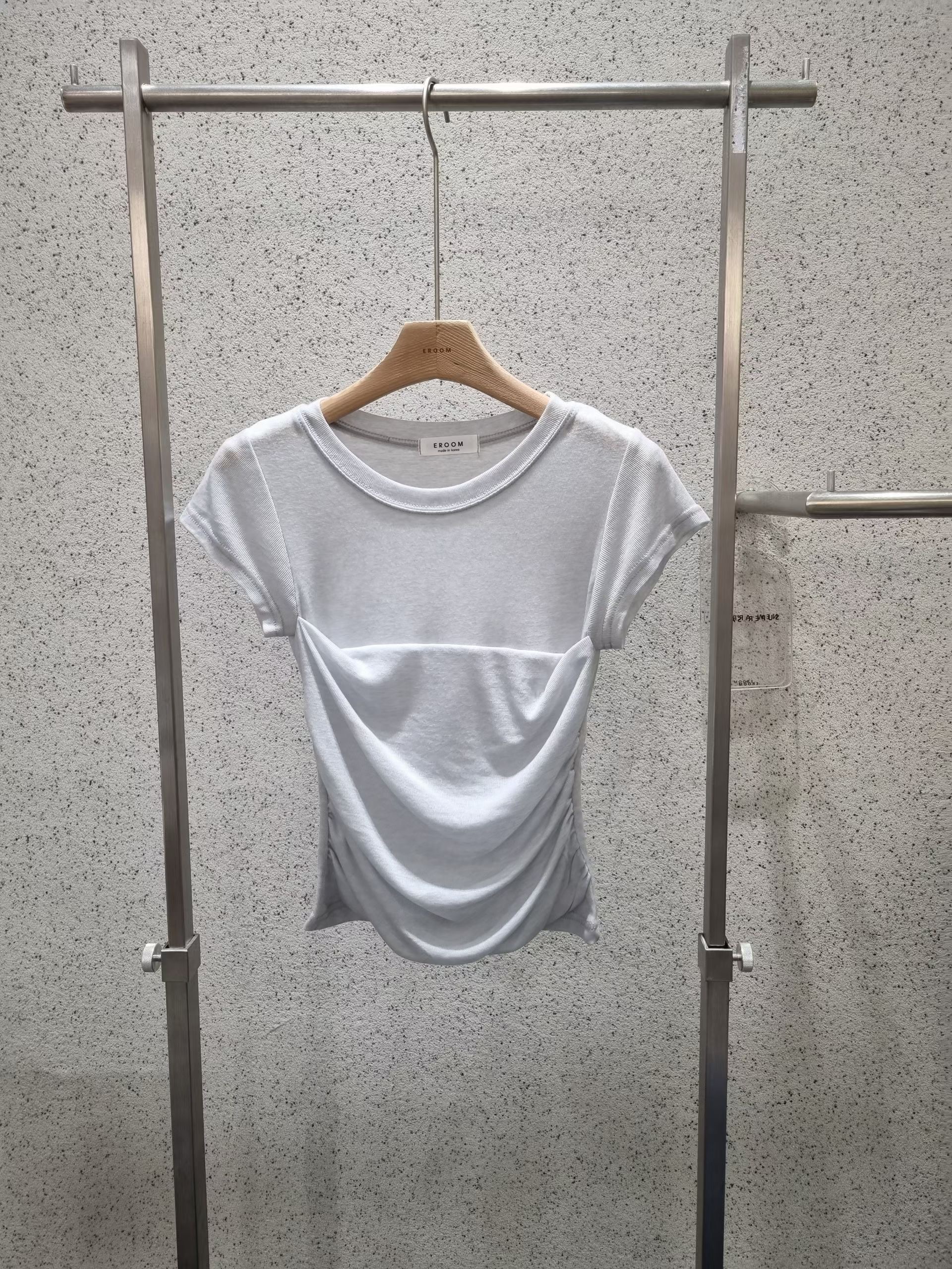 EROOM韓國東大門直郵女裝新品26夏季時尚人氣熱賣T恤褶皺EROOMT恤圖色2