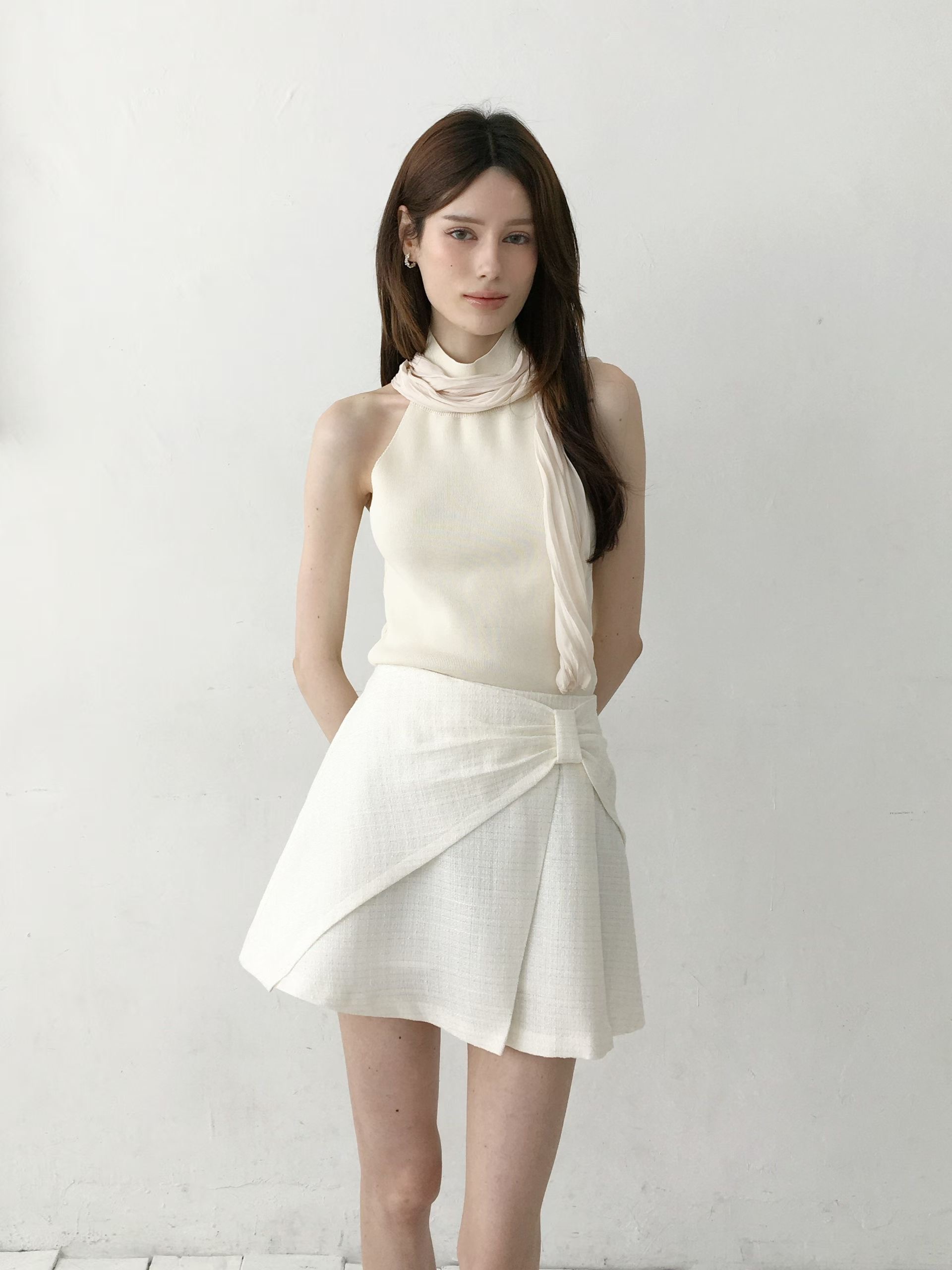 SOOMANCHAE-수만채-T韓國直郵女士新品人氣休閑短裙絲帶SOOMANCHAE短裙