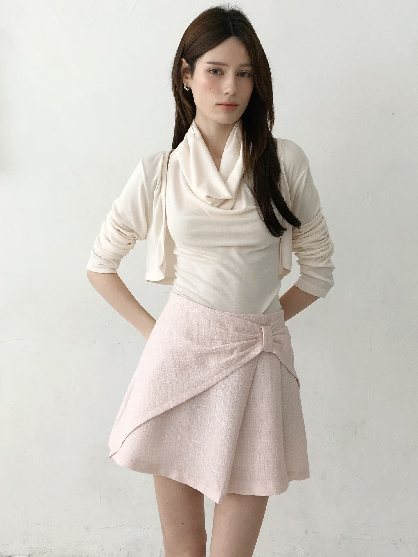 SOOMANCHAE-수만채-T韓國直郵女士新品人氣休閑短裙絲帶SOOMANCHAE短裙