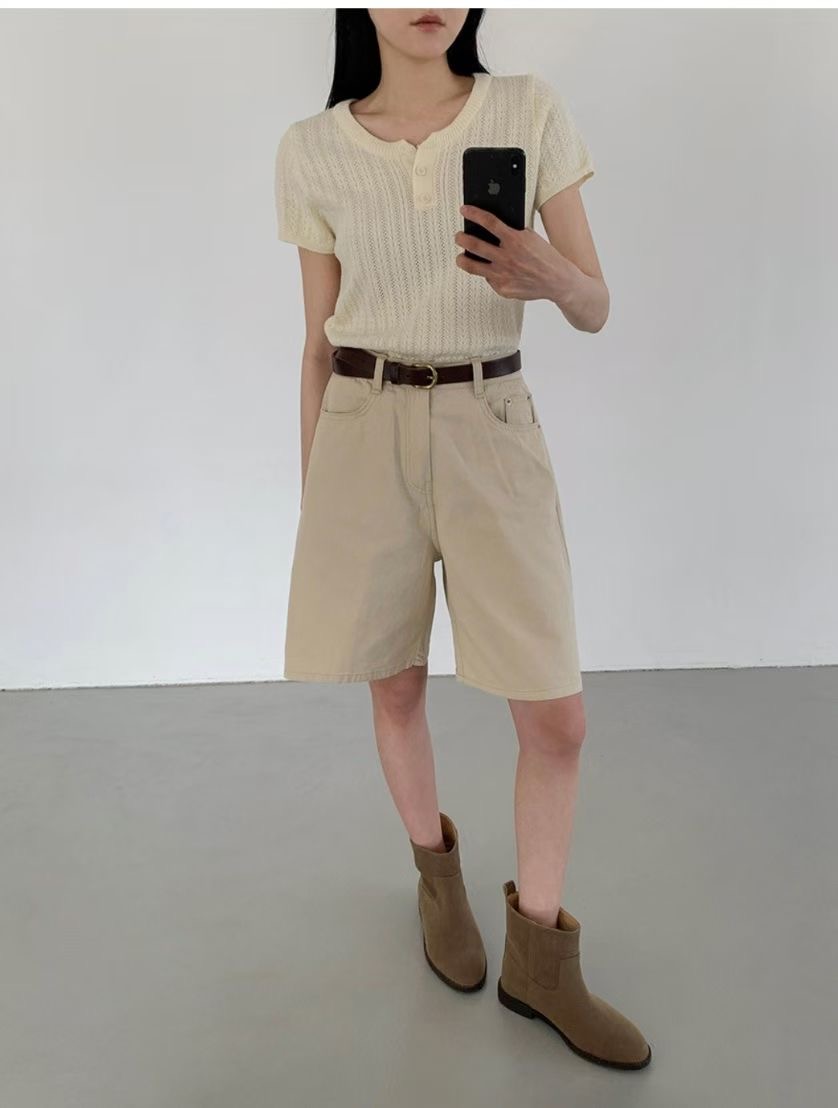 SISO韓國代購女裝新品休閑推薦人氣熱賣時尚短褲不含腰帶SISO短褲圖色4