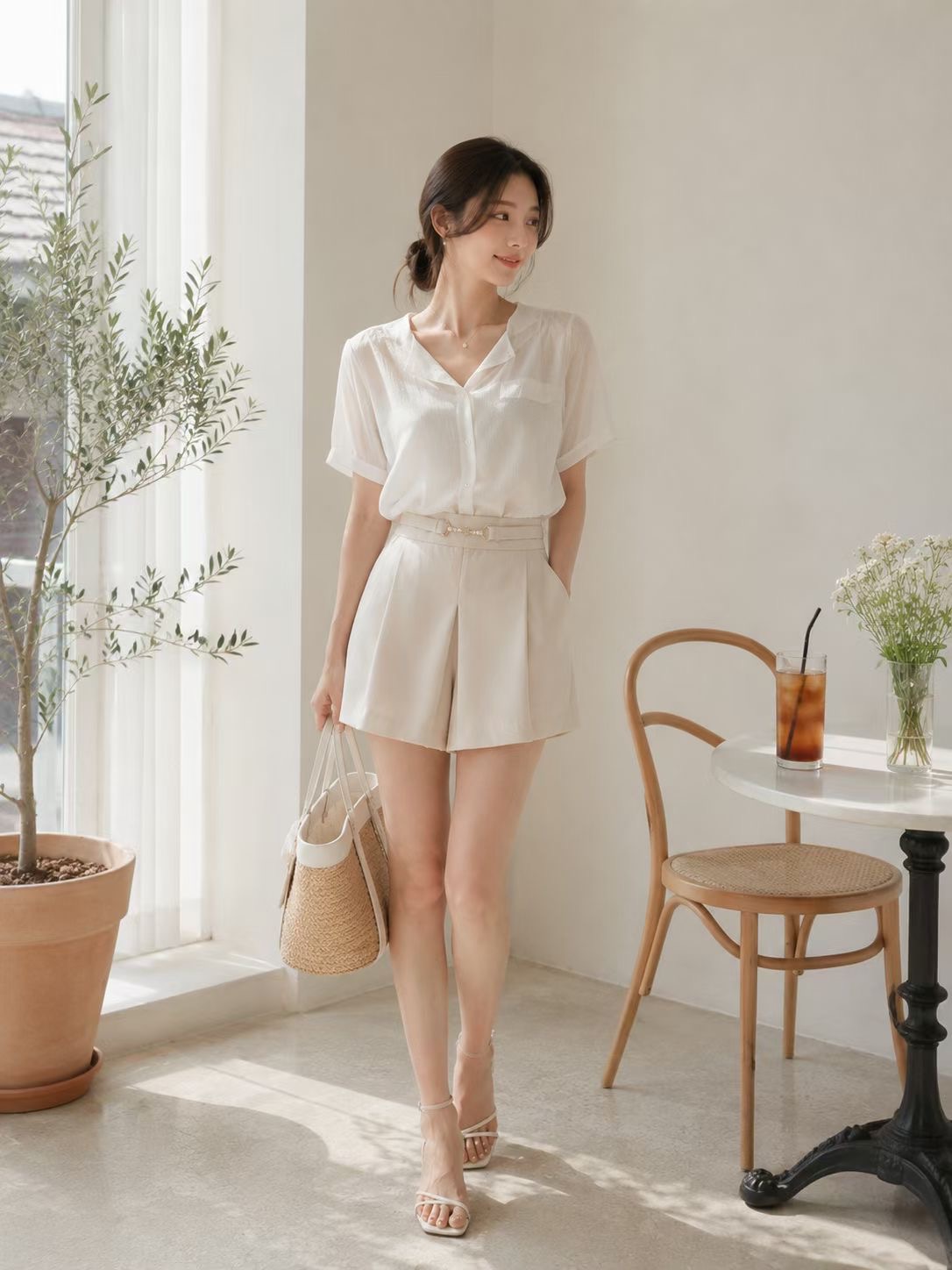 SOOMANCHAE-수만채-T韓國東大門直郵女士新品26夏季短褲SOOMANCHAE短褲