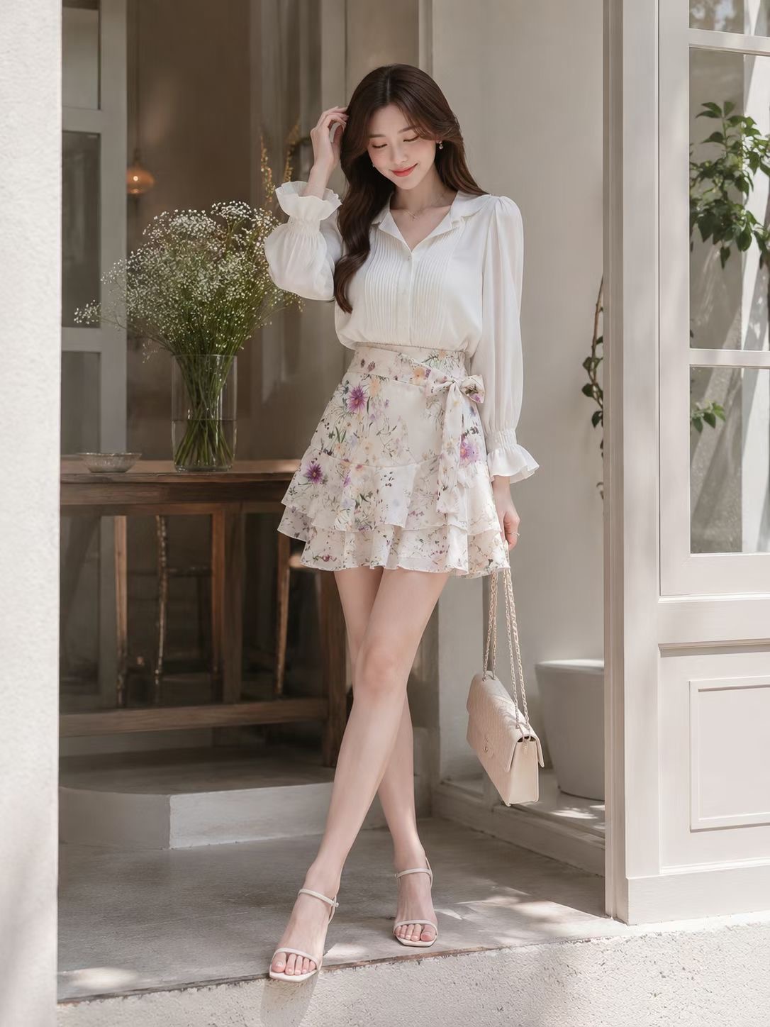 SOOMANCHAE-수만채-T韓國直郵實拍女裝新品熱賣休閑短裙SOOMANCHAE短裙