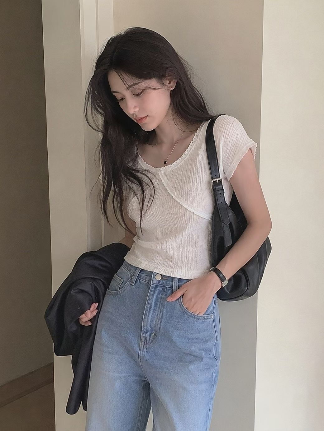 SOOMANCHAE-수만채-T韓國直郵實拍女士新品人氣T恤褶裥SOOMANCHAET恤