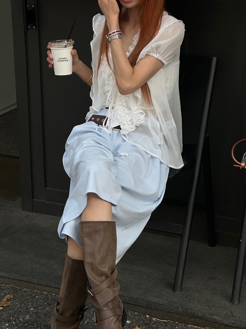 ZEROZERO東大門實拍韓國女士新品時尚人氣休閑襯衫蕾絲衫V領ZEROZERO襯衫/蕾絲衫