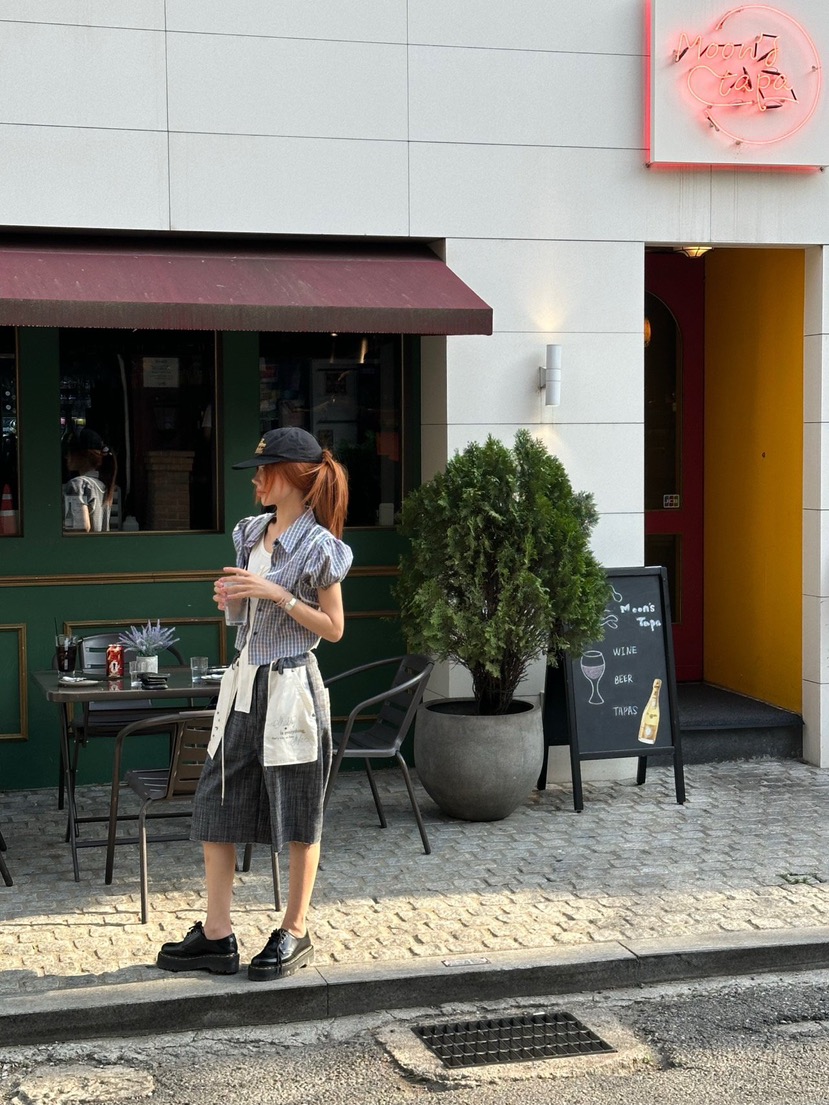 ZEROZERO韓國直郵女裝新品休閑時尚人氣26夏季襯衫蕾絲衫格紋ZEROZERO襯衫/蕾絲衫