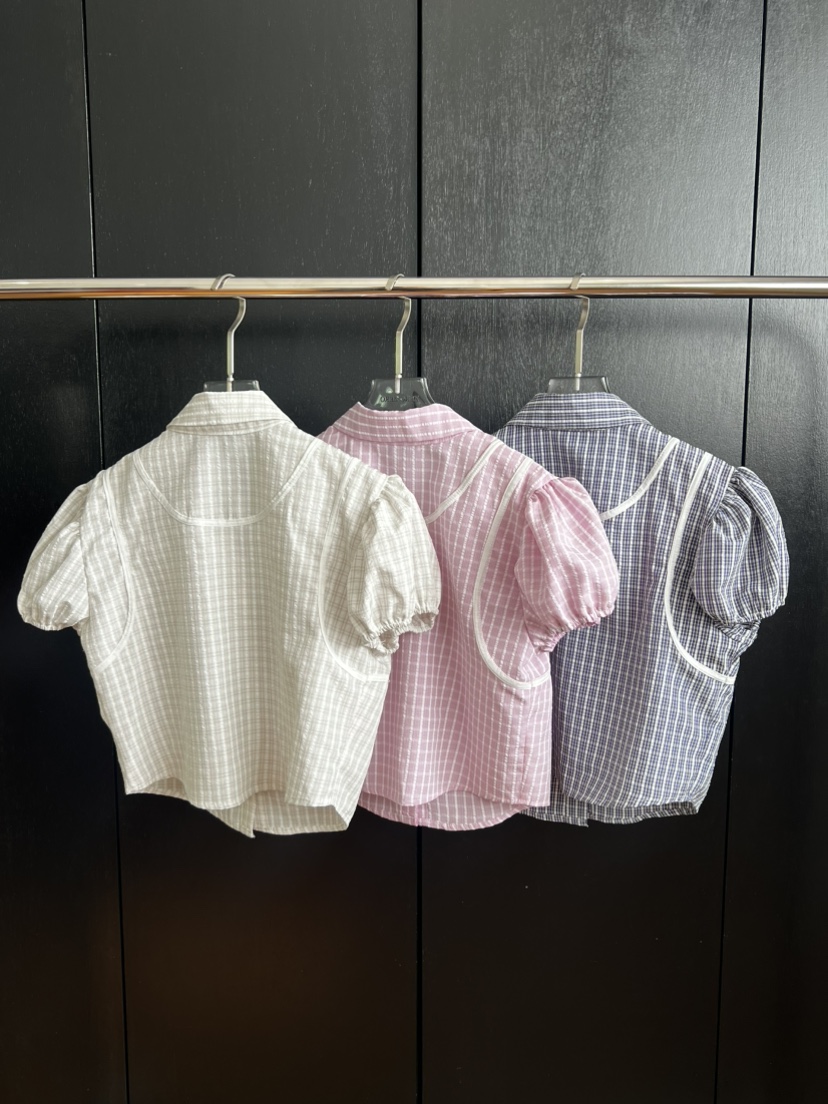 ZEROZERO韓國直郵女裝新品休閑時尚人氣26夏季襯衫蕾絲衫格紋ZEROZERO襯衫/蕾絲衫