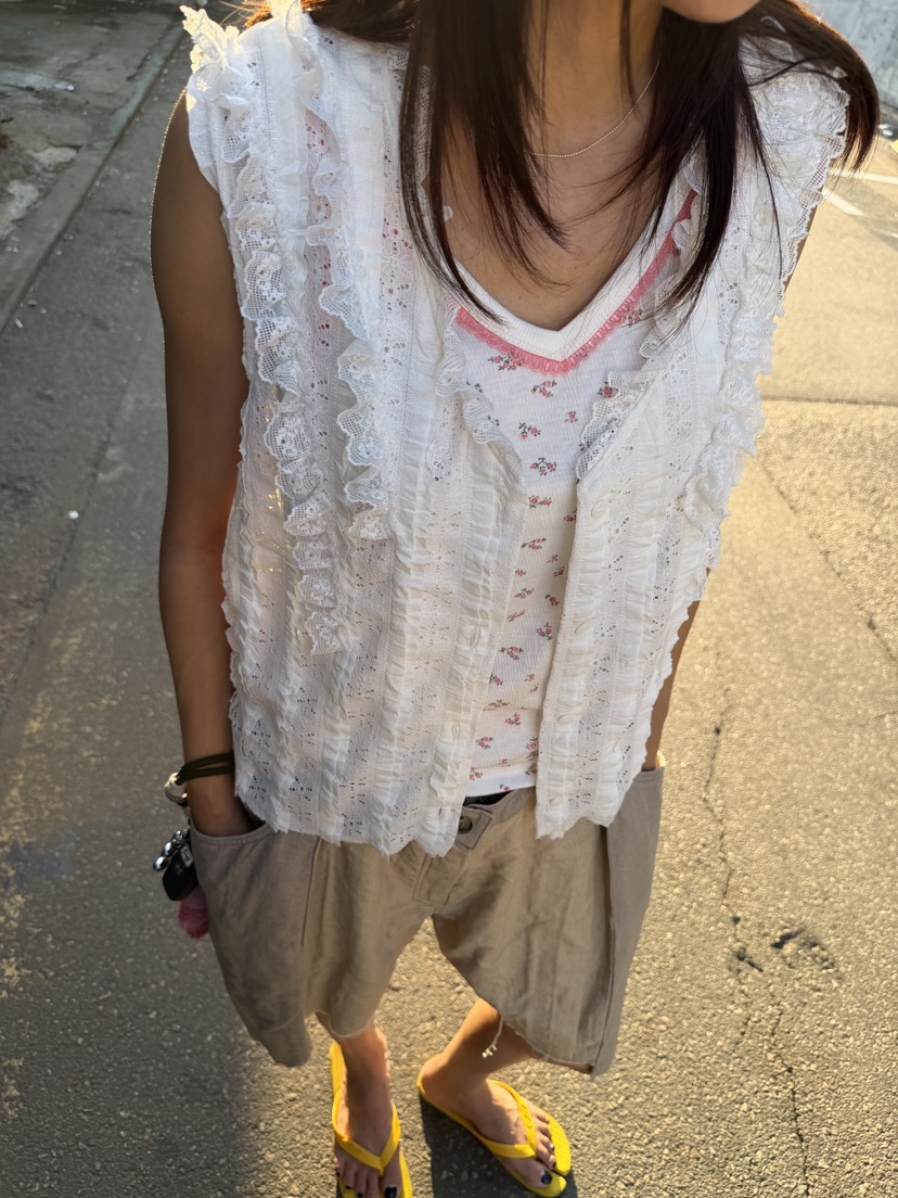 FRANC—L韓國直郵女裝新品熱賣推薦休閑26夏季馬甲荷葉邊無袖FRANC馬甲