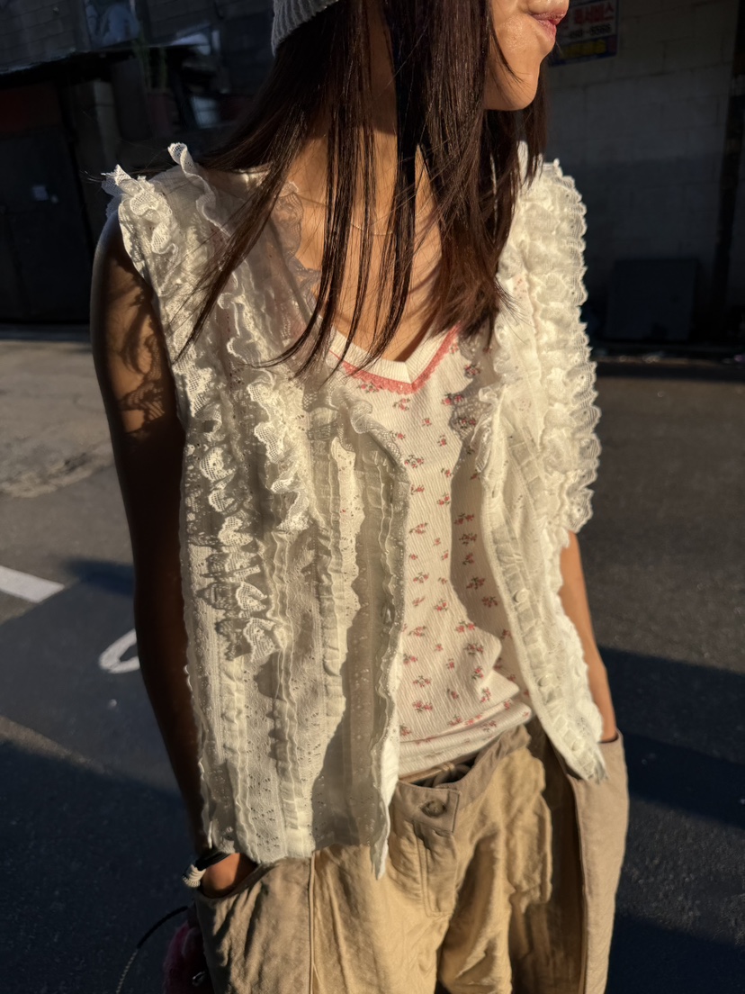 FRANC—L韓國直郵女裝新品熱賣推薦休閑26夏季馬甲荷葉邊無袖FRANC馬甲