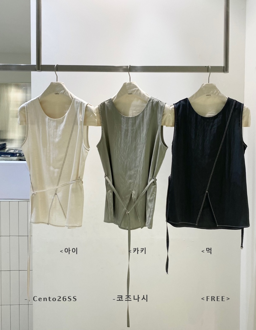 CENTO韓國直郵女裝新品熱賣休閑推薦人氣26夏季吊帶背心含腰繩CENTO吊帶/背心