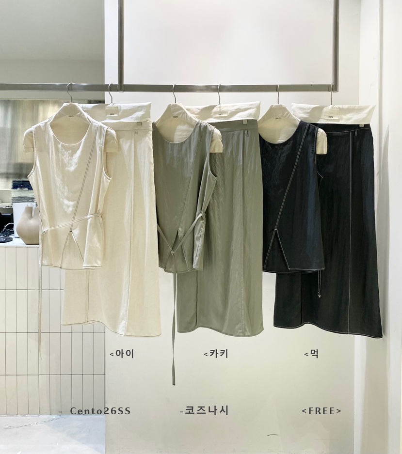CENTO韓國直郵女裝新品熱賣休閑推薦人氣26夏季吊帶背心含腰繩CENTO吊帶/背心
